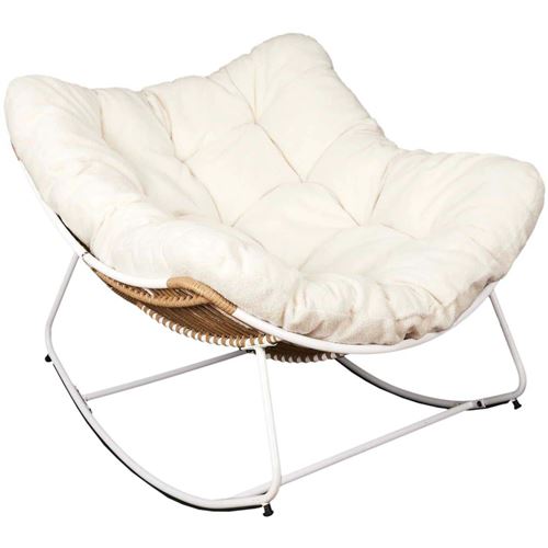 Non Communiqué Blanc The Home Deco Factory - Fauteuil Assise En Tissu Bouclette Odin