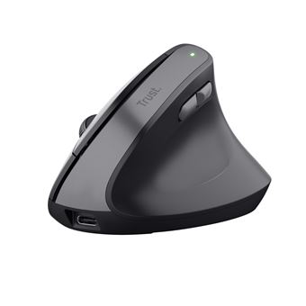 Trust Bayo II - Souris verticale - ergonomique - pour droitiers - optique - 6 boutons - sans fil - 2.4 GHz - récepteur sans fil USB - noir - 1