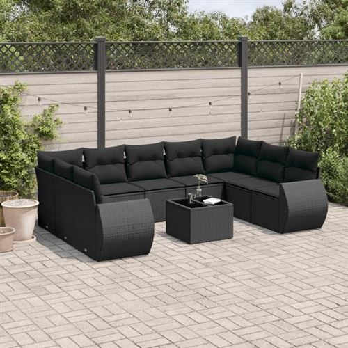 Non Communiqué Noir Salon De Jardin Modulable Generique 10 Pieces Resine Tressee 62 X 62 X 69 Cm 9 Personnes