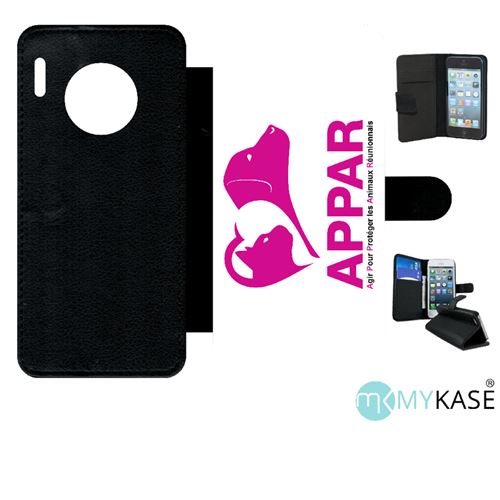 Etui My-Kase pour Mate 30 Pro - association appar reunion - Simili-cuir Noir