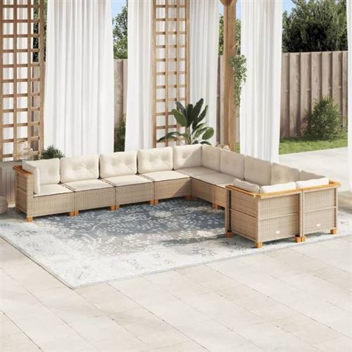 Non Communiqué Beige Salon De Jardin Modulable Vidaxl Resine Tressee 10 Pieces 56.5 X 56.5 X 56.5 10 Personnes