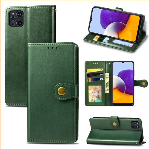 MPFRANCE Housse pour OPPO Find X3 Pro 5G Vert [Porte Carte, etui portefeuille, boucle]