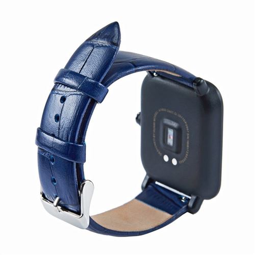 Bracelet en cuir véritable Crocodile 20mm pour Samsung Galaxy Watch Active SM-R500 - Bleu