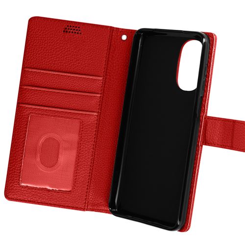 Étui pour Motorola Moto G52 et G82 Clapet Portefeuille Support Vidéo Dragonne Avizar Rouge
