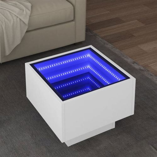 vidaXL - Table d'appoint - Éclairage LED - Blanc - 40x40x30 cm - Image 2