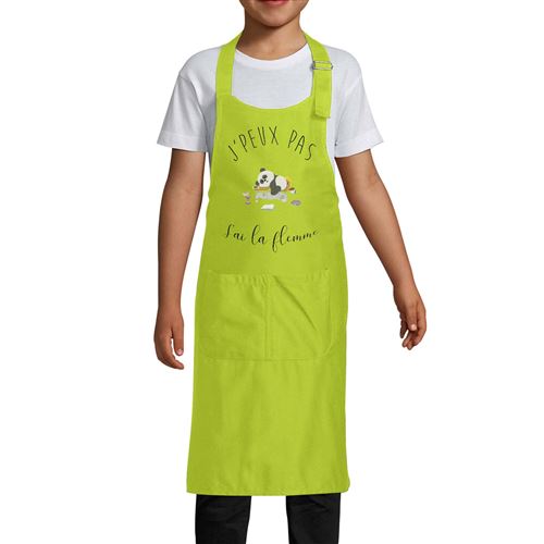 Fabulous Tablier Cuisine Enfant 2 Poches Vert J'Peux Pas J'Ai La Flemme  Humour Dessin Panda - Haut de gamme - Tablier - Achat & prix