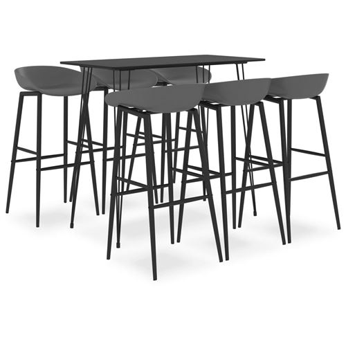 Ensemble De Bar 7 Pcs Noir Et Gris Vidaxl