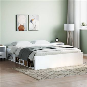 Cadre de lit sans matelas blanc 160x200 cm - 1