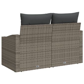 Canapé de 2 places et auvent tabourets gris clair rotin