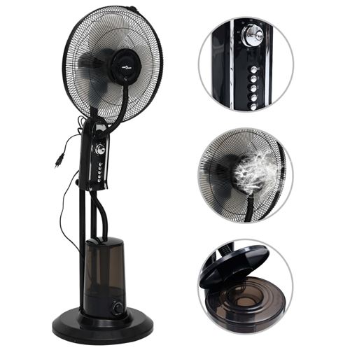 Ventilateur brumisateur sur pied 3 vitesses Noir