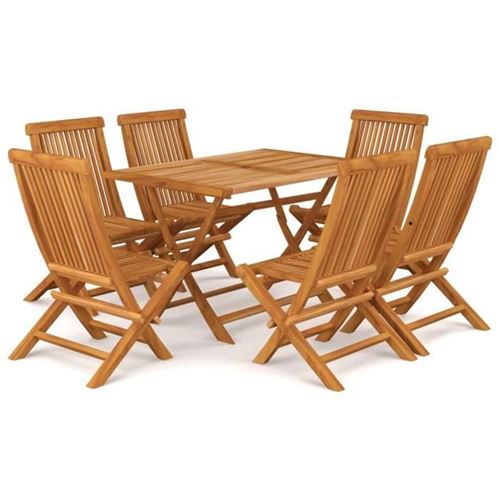 Non Communiqué Marron Vidaxl Salon De Jardin 7 Pcs Bois De Teck Massif