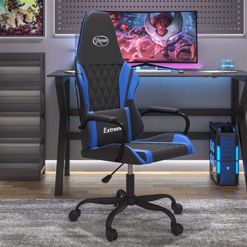 vidaXL Chaise de jeu de massage Noir et bleu Similicuir