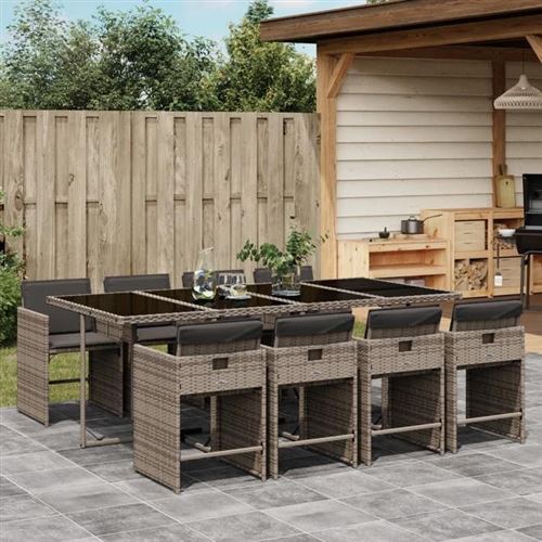 Non Communiqué Gris Vidaxl Ensemble À Manger De Jardin 9 Pcs Coussins Résine Tressée 3277867