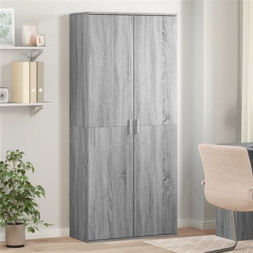 Non Communiqué Sonoma Gris Buffet Haut 80X35x180 Cm Bois D Ingénierie