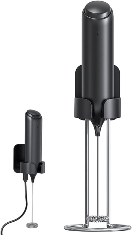 Vendos85 Noir Mousseur À Lait Électrique Rechargeable Usb Avec Support De Montage Mural 2 En 1 - Neuf - Image 4