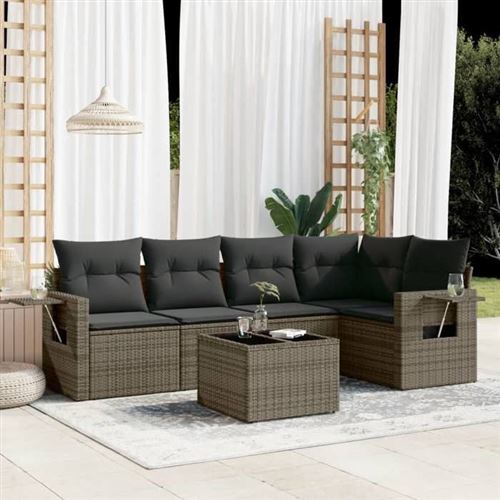 Vidaxl Gris Salon De Jardin 6 Pcs - Image 2