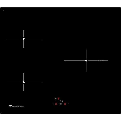 Continental Edison CETI3Z1B - Table de cuisson à induction - 3 plaques de cuisson - Niche - largeur : 56 cm - profondeur : 49 cm - noir