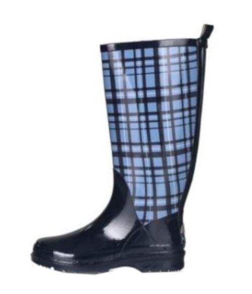 Playshoes bottes de pluie à carreaux en caoutchouc pour dames bleu