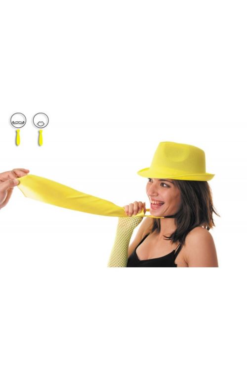 Cravate Satin Fluo Diff. Coloris - Jaune - Taille Unique