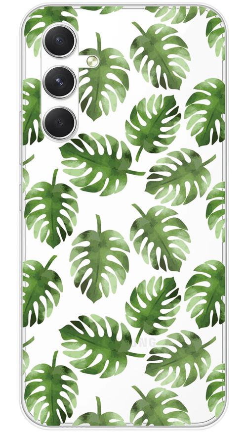Coque en silicone imprimée compatible Samsung Galaxy A54 5G Feuilles de Monstera