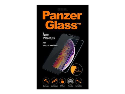 PanzerGlass Privacy & Case Friendly - Protection d'écran pour téléphone portable - avec filtre de confidentialité - noir - pour Apple iPhone X, XS