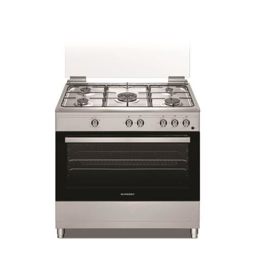 Schneider SCCFG95X - Cuisinière - pose libre - largeur : 89.8 cm - profondeur : 60 cm - hauteur : 80 cm - acier inoxydable