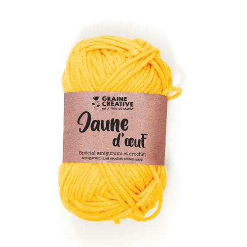 Fil de coton spécial crochet et amigurumi 55 m - jaune - Graine Créative