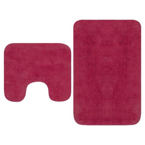 Tapis De Salle De Bain 2 Pcs Tissu Fuchsia Rose Accessoires De