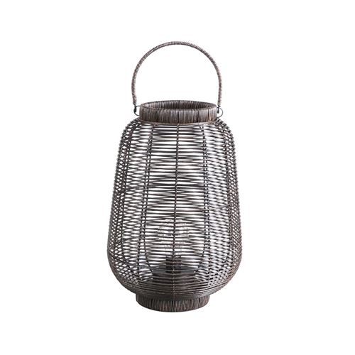 Lanterne ethnique tressée à LED Natural Living GM - Marron foncé