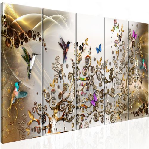 Tableau - Hummingbirds Dance (5 Parts) Gold Narrow .Taille : 225x90