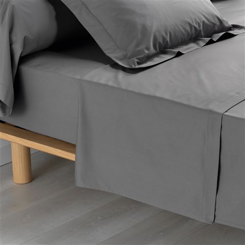 Drap plat 1 pers 180x290 cm percale uni 78 fils percaline +p. bourdon Anthracite