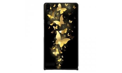 Coque rigide pour Huawei Ascend P6 avec impression Motifs papillons dorés