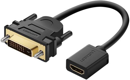 Câble HDMI DVI Adaptateur HDMI Femelle vers DVI D 24 1 Mâle Plaqué Or 1080P Transmission Bidirectionnelle, 20cm