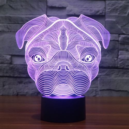 Lampe LED Forme Chien Luminaire Illusion 3D 7 Couleurs Tactile - YONIS