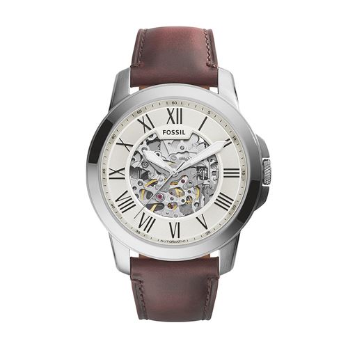 Fossil Montre Grant Automatique En Cuir Marron