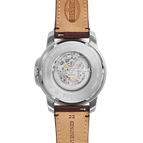 40 49 sur Fossil Montre Grant automatique en cuir marron Montre