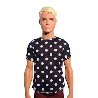 Barbie Fashionistas poupée mannequin Ken #14 blond avec t-shirt noir à  pois, pantalon rouge et chaussures blanches, jouet pour enfant, FJF72 -  Accessoire poupée - Achat & prix