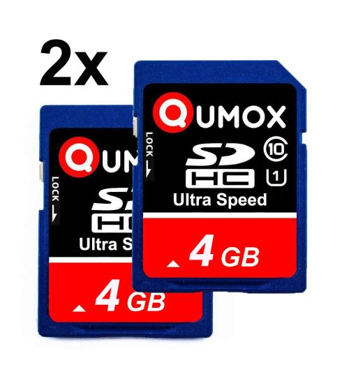 Lot de 2 Qumox 4Go carte mémoire SD classe 10 SDHC Class 10 UHS-I Secure Digital Memory Card