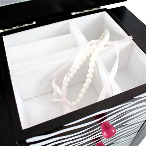 Teamson Meuble A Bijoux Armoire A Bijoux Presentoir Commode Bijou Bois Rose Noir Decoration De Chambre Achat Prix Fnac