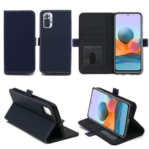 Housse Portefeuille à Rabat bleue pour Xiaomi Redmi Note 10 PRO 4G avec Porte Cartes XEPTIO