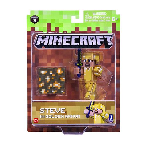 Minecraft - Figurine 7Cm - Steve avec Armure en Or Série 3 Vague 3
