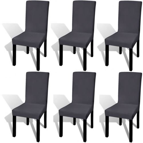 Housse de chaise droite extensible 6 pcs anthracite Vidaxl Anthracite