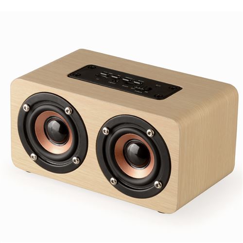 Mini Haut-Parleur Bluetooth Design Vintage Double (Brun Clair)