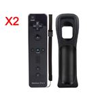2pcs 2 en 1 Manette Wiimote Motion Plus pour Nintendo Wii et Wii U Noire -QUMOX®
