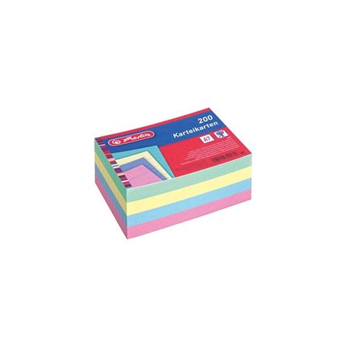 Herlitz Fiches bristol, A7, lign&eacute;, assorti - Lot de 5