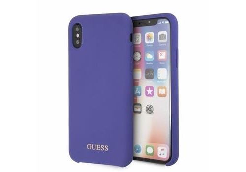 Coque pour Iphone X/XS silicone Logo Guess violet