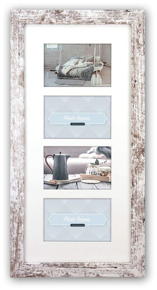 ZEP S.r.l. Nelson 6 4Q Cadre Photo Bois Chabby Chic Blanc 4 x 10 x 15 cm