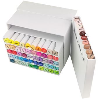 Coffret Graph'it Brush de 60 Marqueurs à alcool double pointe avec un présentoir inclus