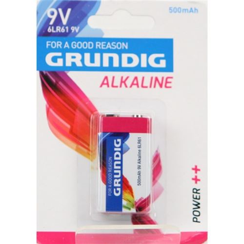 Grundig piles alcalines 6LR61 500 mAh chacune