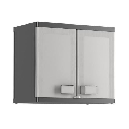 kis armoire de rangement murale logico - 65 x 39 x 56,5 cm - noir et gris
